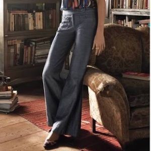 Anthropologie Elevenses Fraktur Chambray Trousers